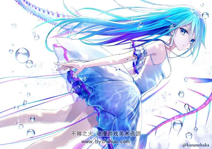 日本画师和音ハカ 冷色系插画作品图包 百度网盘下载