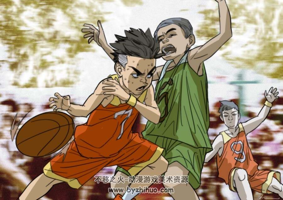 少年篮球突破概念稿