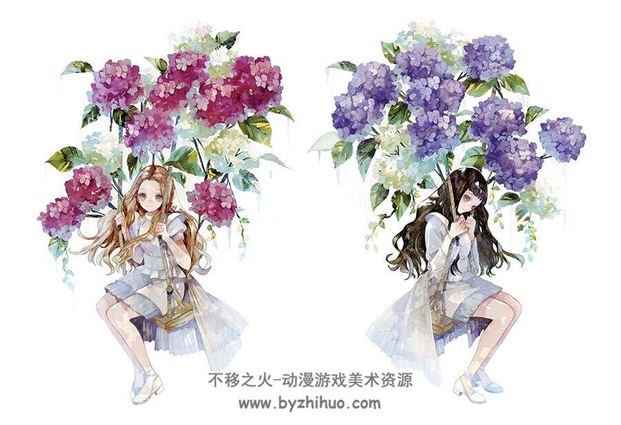 日本画师庭春樹 清新唯美插画作品图包 百度网盘下载