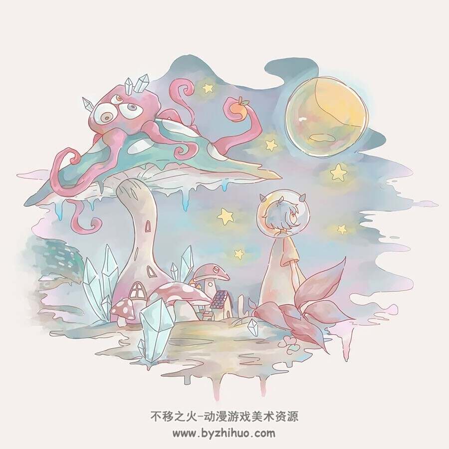 画师iva 治愈系插画作品图包 百度网盘下载