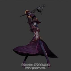 御姐巫女法師 3D模型 有綁定和全套動(dòng)作
