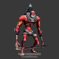 紅色肌肉 光頭怪物 3D模型 有綁定和動(dòng)作