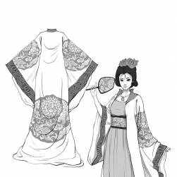 中式古代各式服装线稿图包参考 55P