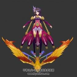 玄幻少女 鳳凰時裝外觀 四角面3D模型資源百度網(wǎng)盤下載