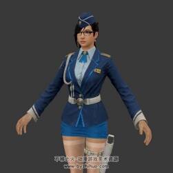 游戲人物角色空軍女性軍官3Dfbx格式模型含貼圖分享