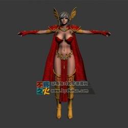 女战士 铠甲 披风 女神T-pose模型