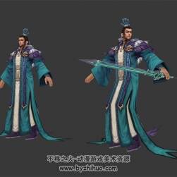 中國古典古裝男性持劍角色 四邊面