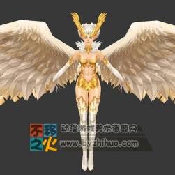 金色 紧身衣 白发 天使模型