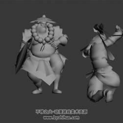 和尚和俠客對(duì)打 3D模型 有綁定和動(dòng)作