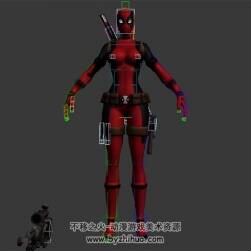 次世代 漫威 女死侍 3D模型 有綁定