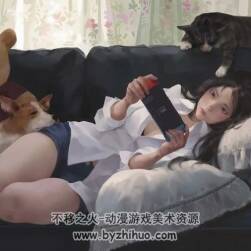 画师GTZ Taejune/Taejune Kim 插画 Girl, Cat, Dog, Nintendo and Pooh原速教程视频 百度云