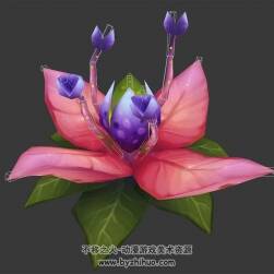 仙俠玄幻類植物花妖3DMax模型帶綁定全套動作下載