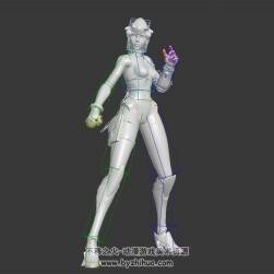 守望先鋒游戲角色黑百合3dMax模型下載 動(dòng)作三連擊
