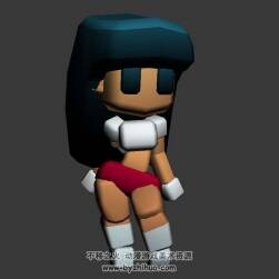 方塊女孩3D模型行走動(dòng)作下載 FBX格式含貼圖