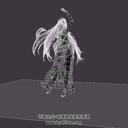 紫衣舞女 藍(lán)色長發(fā)美少女 四邊3D模型