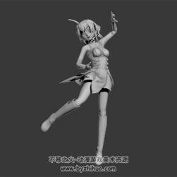 二次元 短發(fā)美少女 3D模型 四邊面高模