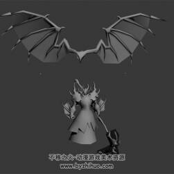 大翅膀鐮刀惡魔 3D模型 有綁定和揮砍動(dòng)作 四邊面