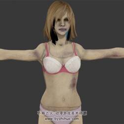 Dead Rising3喪尸圍城游戲角色女3D模型FBX格式下載