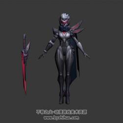 科幻風(fēng)緊身衣白發(fā)女戰(zhàn)士劍姬