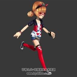 卡通風(fēng)格 可愛(ài)的女孩 3D模型帶骨骼綁定和動(dòng)畫(huà)