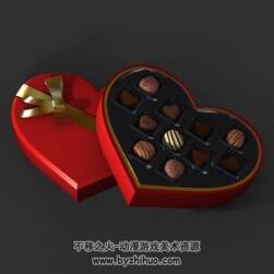 Chocolate C4D巧克力和巧克力包装盒3D模型下载