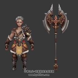 Q版武俠古裝正太 帶斧含綁定 3dMax模型