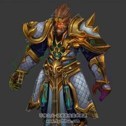 中式古代神話人物角色齊天大圣孫悟空3DMax模型帶綁定下載