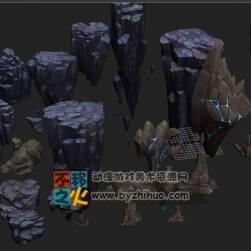 矿洞石头 3D模型合集
