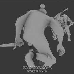 古裝武俠江湖人物男雙人對打動畫無貼圖3DMax模型下載