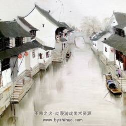 中國風江南水鄉(xiāng) 高清唯美風景油畫 百度網(wǎng)盤 82P