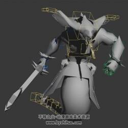 玄幻类游戏怪物妖怪蟒人战士3DMax模型带绑定全套动作下载