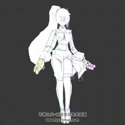 游戲角色女孩行走動作3dMax模型帶綁定無貼圖下載
