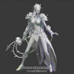中式武俠古裝女子長(zhǎng)鞭武器攻擊動(dòng)作3DMax模型帶綁定下載
