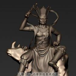 中式古代雕塑門(mén)神3D模型 Maya obj格式