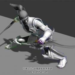 雙刀古裝刺客四連擊動作帶綁定3DMax模型下載