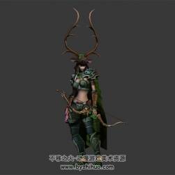 鹿角女弓箭手 3D模型 有綁定和動(dòng)作