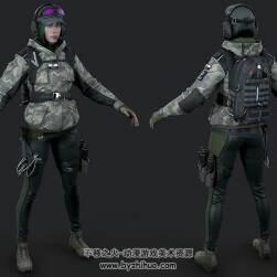 彩虹六号:围攻 游戏角色人物Ela3DObj模型两套制服下载