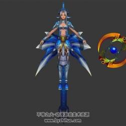 鯉魚風(fēng)格古風(fēng)女角色 3D模型 有綁定和漂浮待機動作