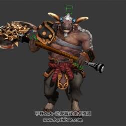 白發(fā)巨斧的牛魔牛妖 3D模型 有綁定和動(dòng)作