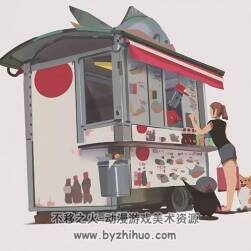 插畫師Atey Ghailan 街邊小食繪制 視頻教程 2017年12月