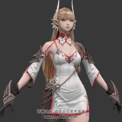 游戲角色3DMax模型 白魂妹子一枚 帶綁定下載