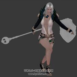 歐美角色女戰(zhàn)士3DMax模型帶骨骼攻擊受擊死亡動(dòng)作下載