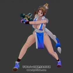 游戲經(jīng)典角色藍衣不知火舞5連擊帶綁定3DMax模型下載