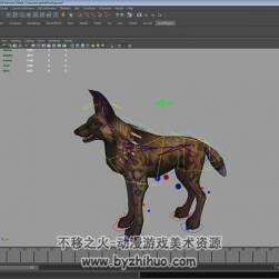 Maya 犬科動物骨骼綁定控制制作視頻教程