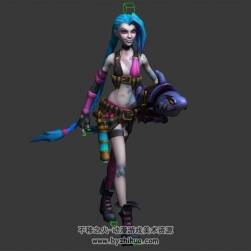 LOL 英雄聯(lián)盟 金克斯 3D模型 有綁定和走跑的動(dòng)作