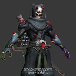 游戲角色日系風格武士鬼刃懶人綁定及武器3DMax高精模型下載