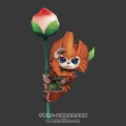 中式仙俠類游戲動(dòng)物可愛大眼猴3DMax模型帶綁定全套動(dòng)作下載
