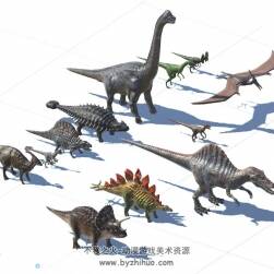 34个侏罗纪时代恐龙C4D模型分享下载