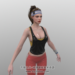 次時代/3個外貌運動裝少女3D模型