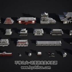 東方仙俠中式古代低模建筑3D模型